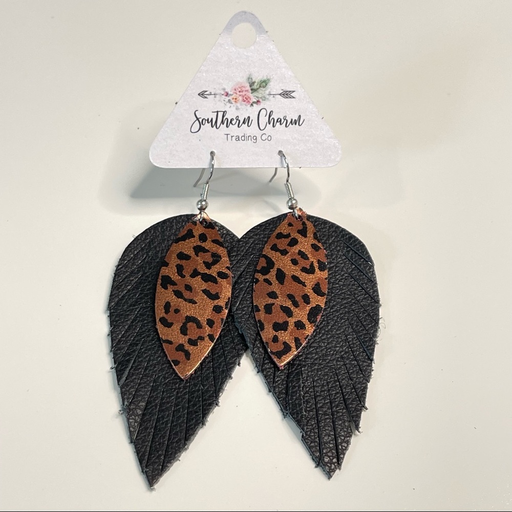 Leopard+Black Layered Feathers